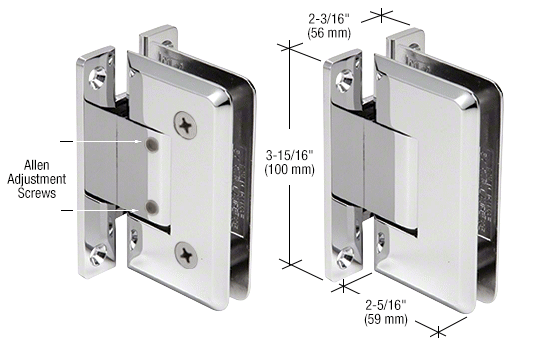 Adjustable Cologne 337 Wall Mount Full Back Plate Hinge: Polished Chrome
