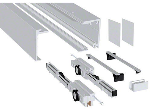 Compact X70 Single Sliding Door Kit: Satin Anodized