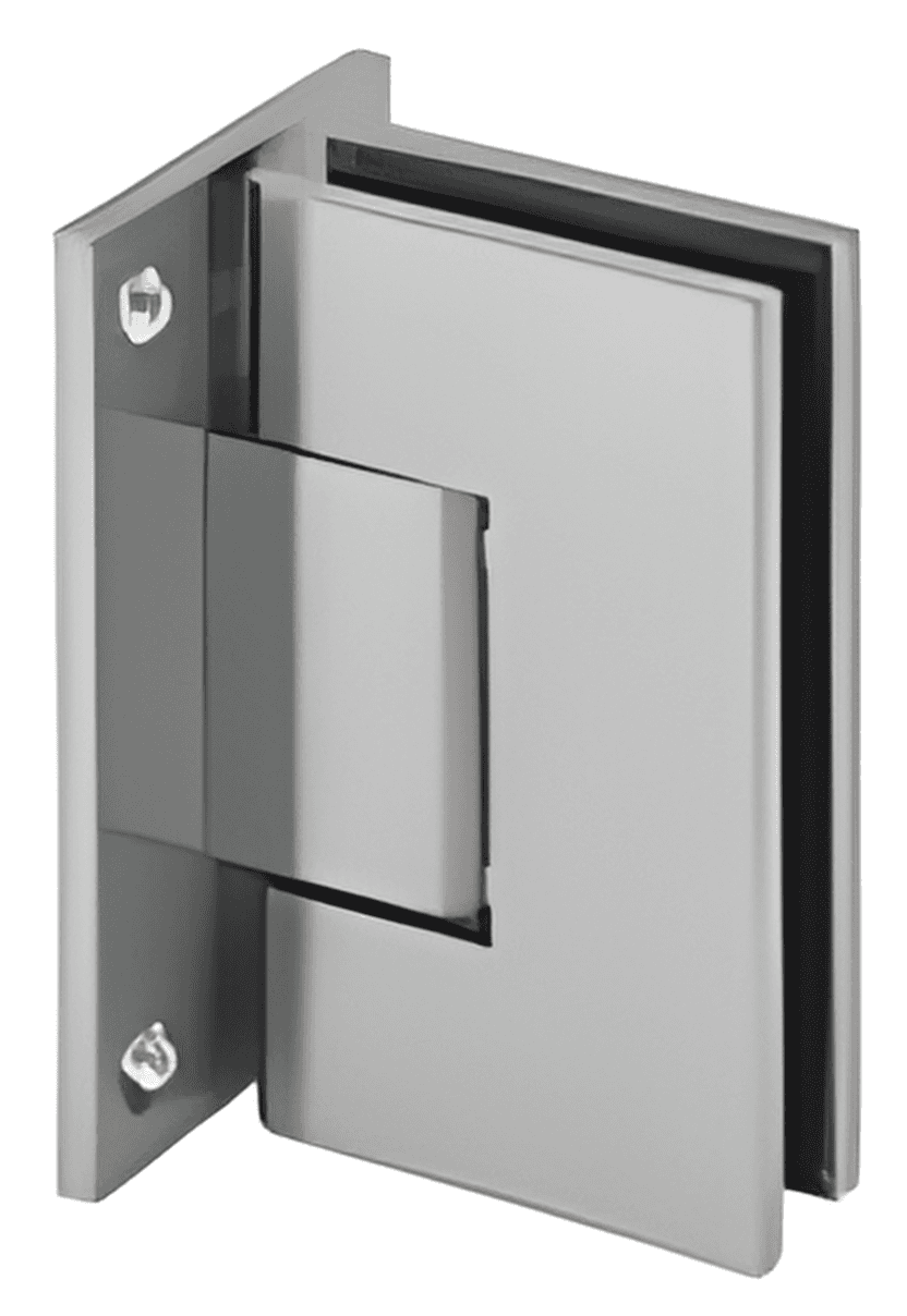 Wall to Glass Shower Hinge, Full Back Plate - SWH8500SQ-1: Polished nickel