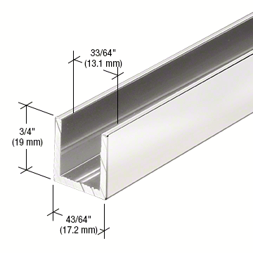 Deep U-Channel for 1/2" Glass - 95" (fits 10 - 12 mm glass): Brite Anodized