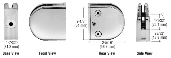 Z-Series Round Flat Base Stainless Steel Clamp for 1/2" Glass: Polished Stainless