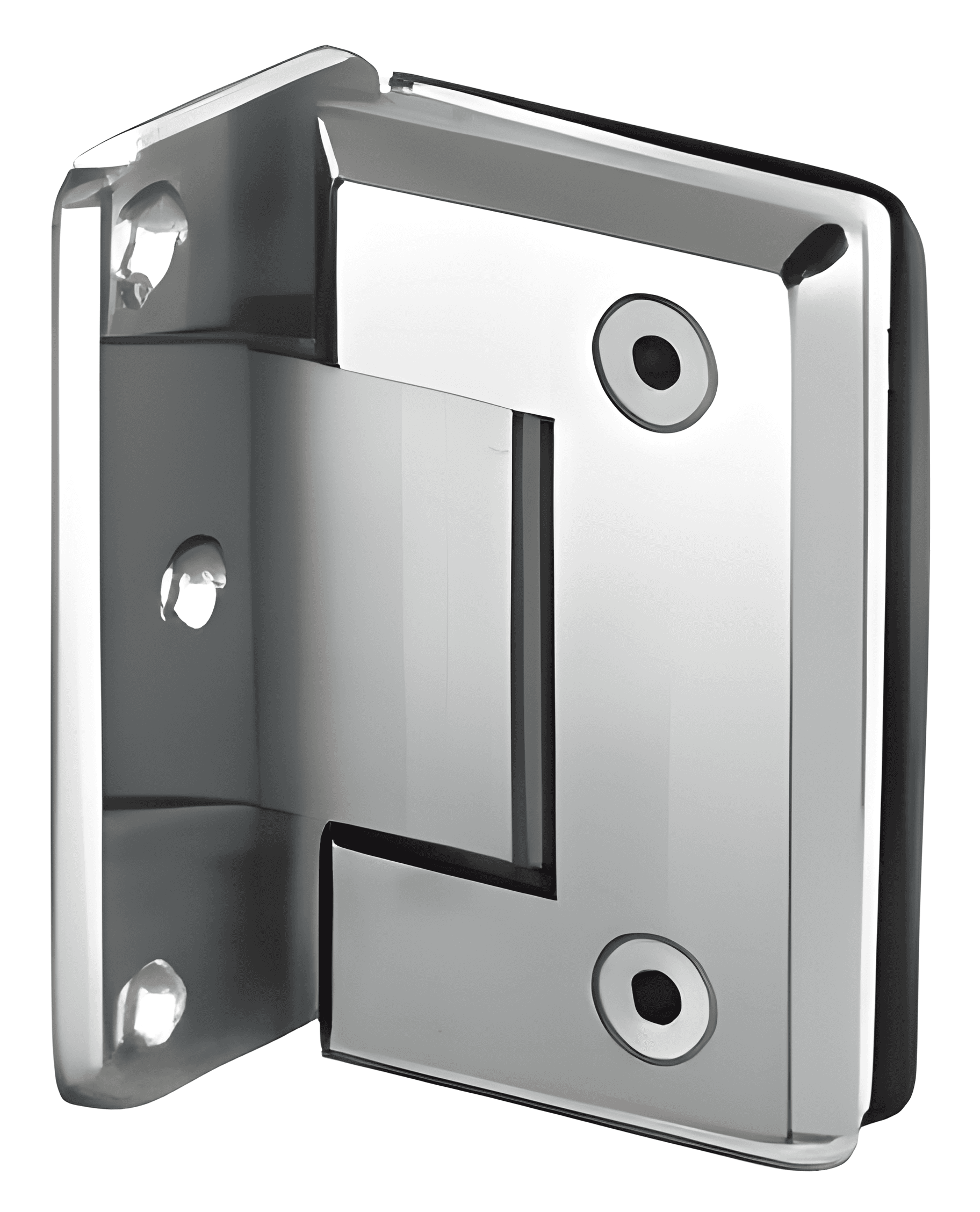 Wall to Glass Shower Hinge, Offset Back Plate with Bevel Edge - SWH8500H-1A: Polished nickel