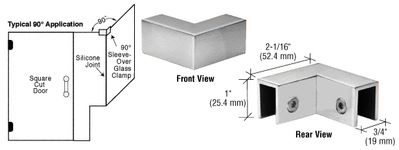 Sleeve Over Glass Clamps, 90 Degree