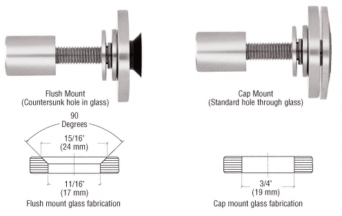 Rigid Combination Fastener for 3/8" to 1/2" Glass: Polished Stainless