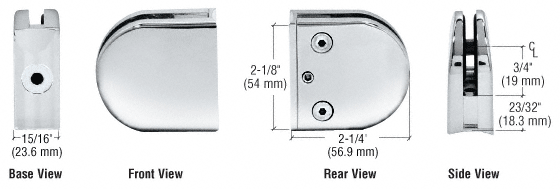 Z-Series Round Radius Base Zinc Clamp for 1/4 in and 5/16 in Glass