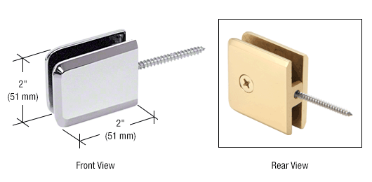Bevelled Wall Mount Movable Transom Clamp: Polished Chrome