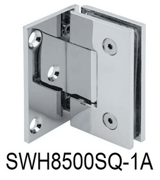Wall to Glass Shower Hinge, Offset Back Plate - SWH86500SQ-1A: Polished nickel
