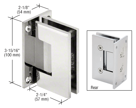 Vienna 037 Wall Mount Full Back Plate Hinge: Polished Chrome