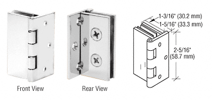 Wall-to-Glass Hinge, 2-5/16 Inch, for 1/4 to 5/16 Inch Glass