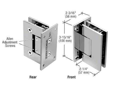 Adjustable Vienna 337 Full Back Plate Wall Hinge: Polished Chrome