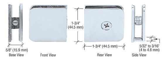Traditional Style Fixed Panel U-Clamps: Polished Chrome