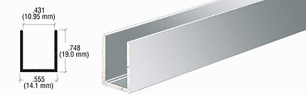 Aluminium U-Channel for 3/8" Glass