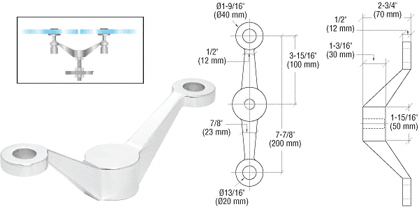 Post or Column Mount Heavy Duty 2 Arm Spiders: Polished Stainless