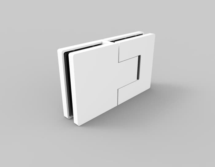 Bellagio Adjustable Shower Hinge, 180° Glass-Glass, Cover Plates: Matte White