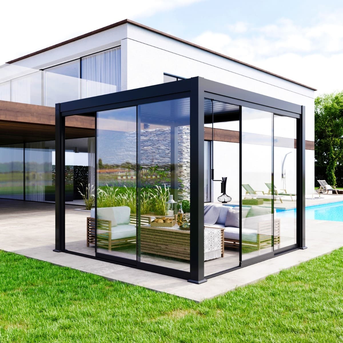 Sliding Door System for Patio Canopies: 3 Panels