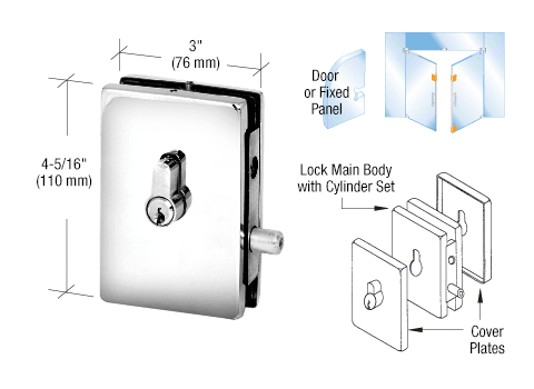 EUR Series Center Housed Patch Locks: Polished Stainless
