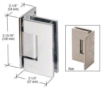 Vienna 044 Wall Mount Offset Back Plate Hinge: Polished Chrome