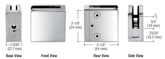 Z-Series Square Flat Base Zinc Clamp for 3/8" Glass (SWG-06509)