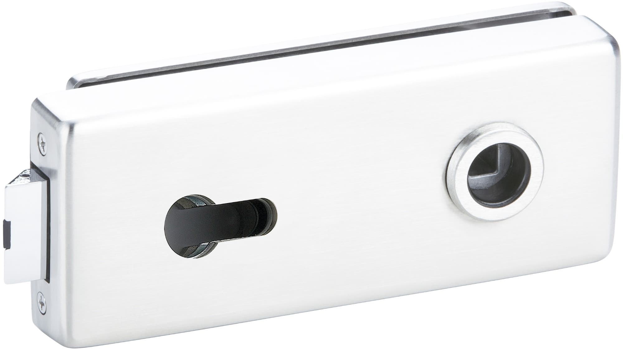 Office Square Latch with Cylinder: Satin Anodized