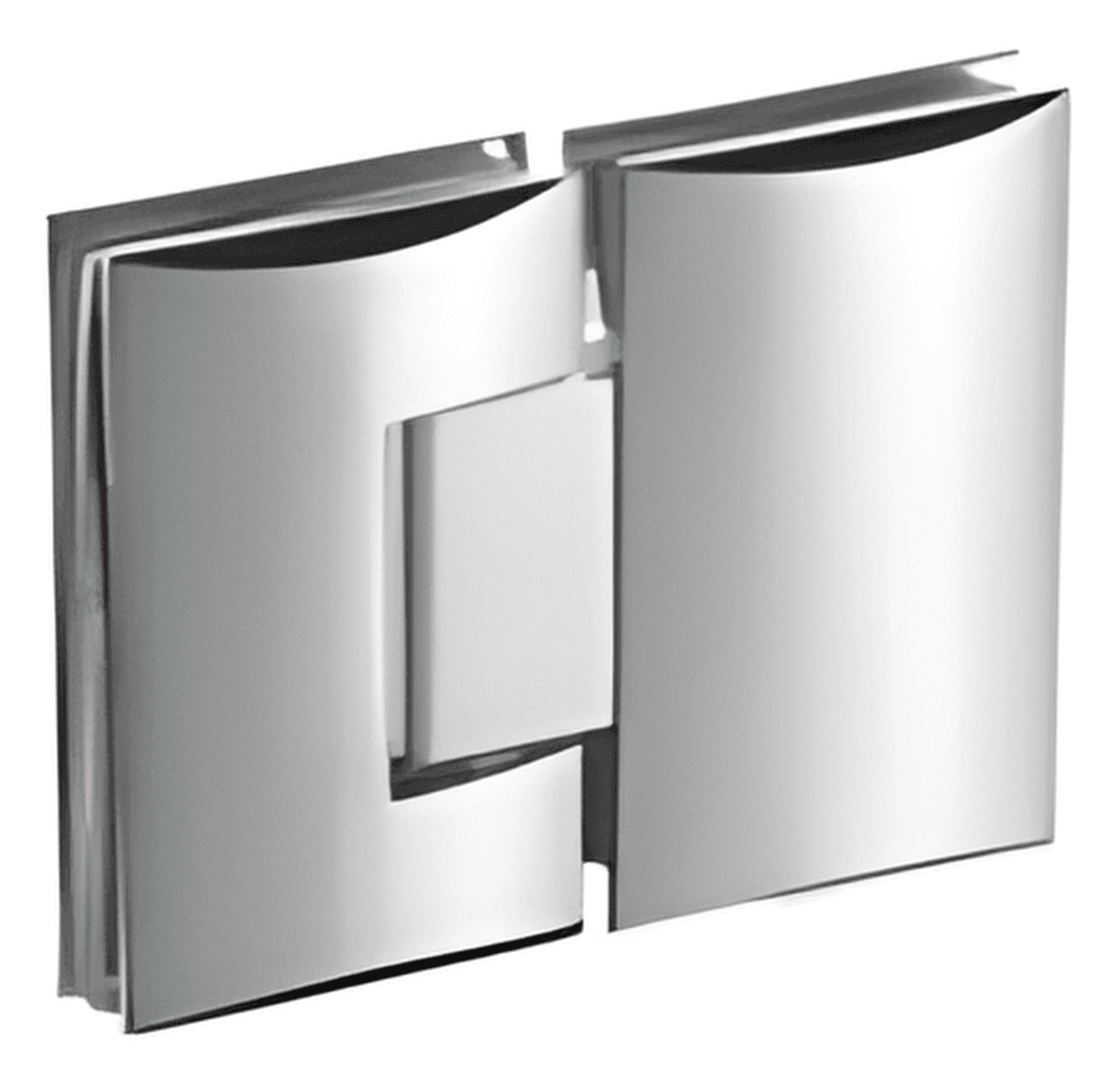 Glass to Glass Shower Hinge, 180 Degree with Curve Plate - SWH82020: Polished nickel