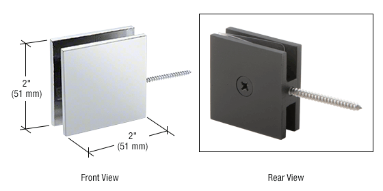 Square Wall Mount Movable Transom Clamp: Polished Chrome