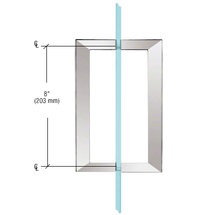 8" SQ Series Back-To-Back Pull Handles: Polished Chrome