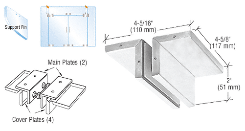 Ceiling Mounted Support Fin Brackets: Satin Anodized