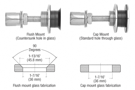 Rigid Combination Fastener for 3/4" Glass: Polished Stainless