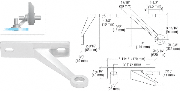 Wall/Fin Mount Frame Heavy Duty 1 Left Arm Spider: Polished Stainless
