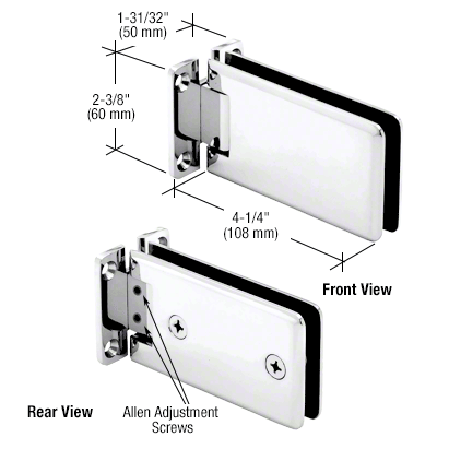 Grande 337 Series Adjustable Wall Mount Shower Hinges: Polished Chrome