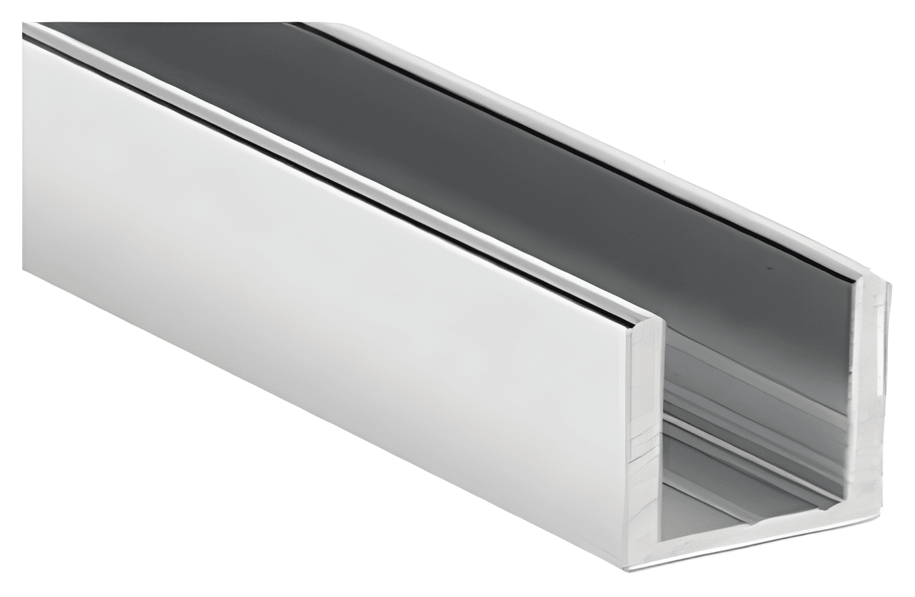 Glass U Channel, 15 x 15 x 15 - SWCH15X15X15: Polished nickel