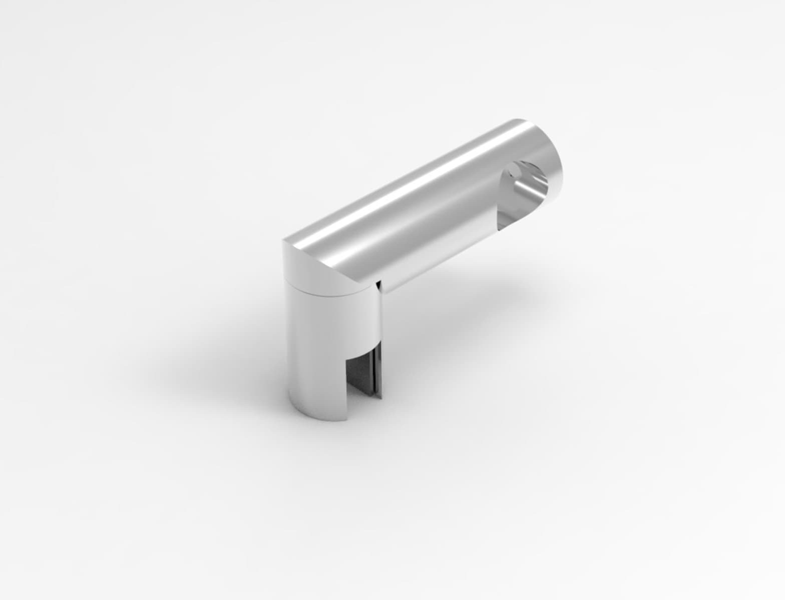 Round Support Bar T-Connector, 19 mm Bar, 8 - 10 mm Glass: Polished Stainless