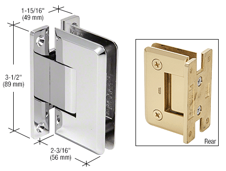 Pinnacle 037 Wall Mount Full Back Plate Hinge: Polished Chrome