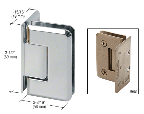 Pinnacle 544 5 Degree Wall Mount Hinge, Offset Back Plate: Polished Chrome