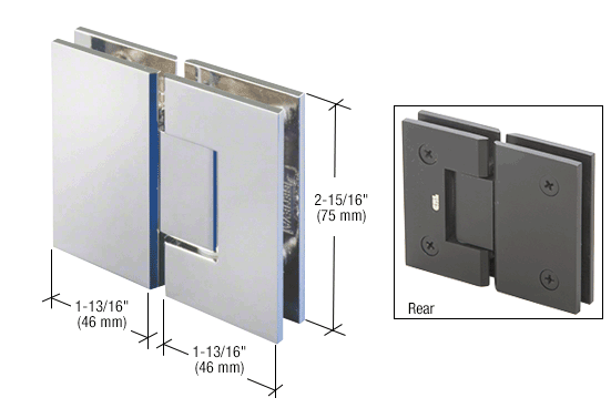 Junior Geneva 180 Degree Glass-to-Glass Hinge: Polished Chrome