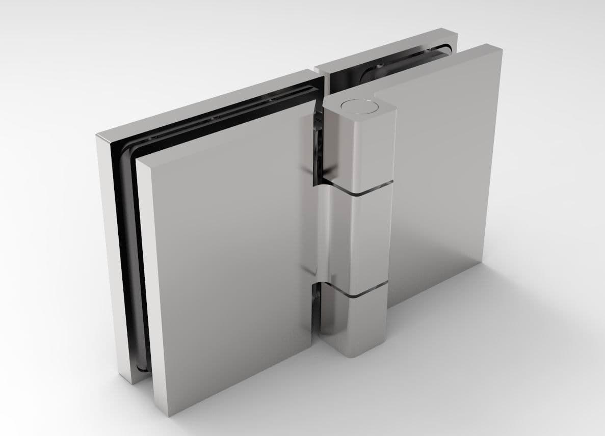 Bellagio Adjustable Folding Hinge, 180 Degree Glass-to-Glass: Polished Chrome