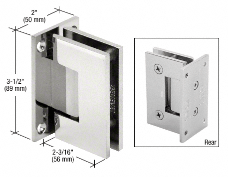 Geneva 037 Wall Mount Full Back Plate Hinge: Polished Chrome