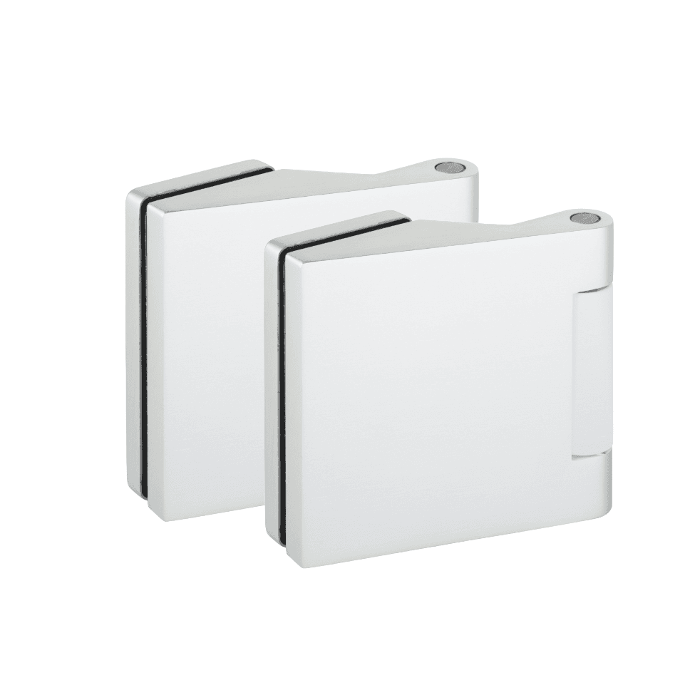 Three Part Office Glass Door Hinge, Sold by the Pair: Satin Anodized