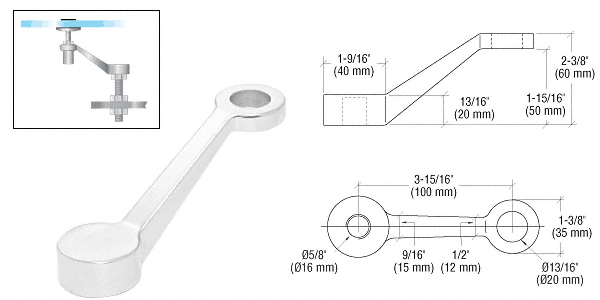 Post or Column Mount Regular Duty 1 Arm Spiders: Polished Stainless