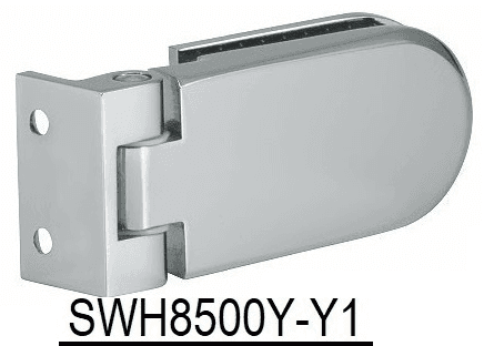 Wall mount glass to wall hinge, suitable for 8-10mm toughened glass: Polished nickel