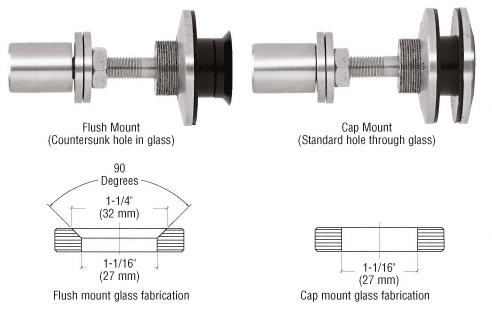 Swivel Combination Fastener for 3/8" to 1/2" Glass: Polished Stainless