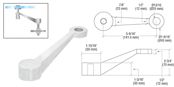 Post or Column Mount Heavy Duty 1 Arm Long Spiders: Polished Stainless