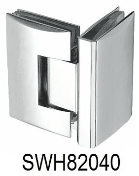 Glass to Glass Shower Hinge, 90 Degree with Curve Plate - SWH82040: Polished nickel