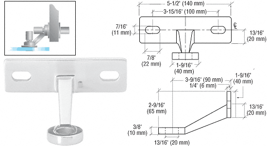 Wall/Fin Mount Frame Regular Duty 1 Arm Spiders: Polished Stainless
