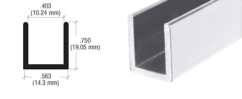 Deep U-Channel for 3/8" Glass - 144" (fits 8 - 10 mm glass): Brite Anodized