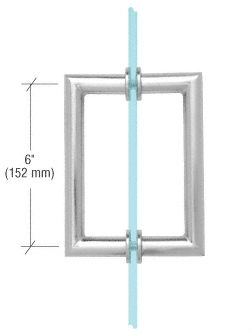 6" Round Tube Mitred Corner Back-to-Back Pull Handles: Polished Chrome