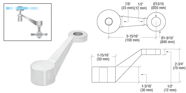 Post or Column Mount Heavy Duty 1 Arm Spiders: Polished Stainless