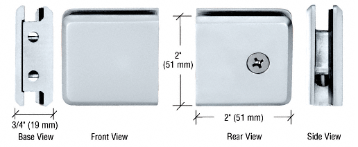 Bevelled Style U-Clamp for Notched Fixed Glass Panels: Polished Chrome