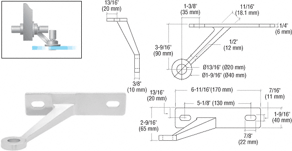 Wall/Fin Mount Frame Regular Duty Single Right Arm Spider: Polished Stainless