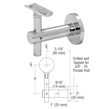 Sunset Wall Mount Bracket (SWG-03821): Polished Stainless